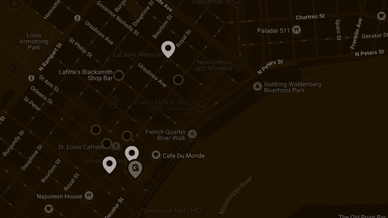 French Quarter Ghost Tours New Orleans meeting point map