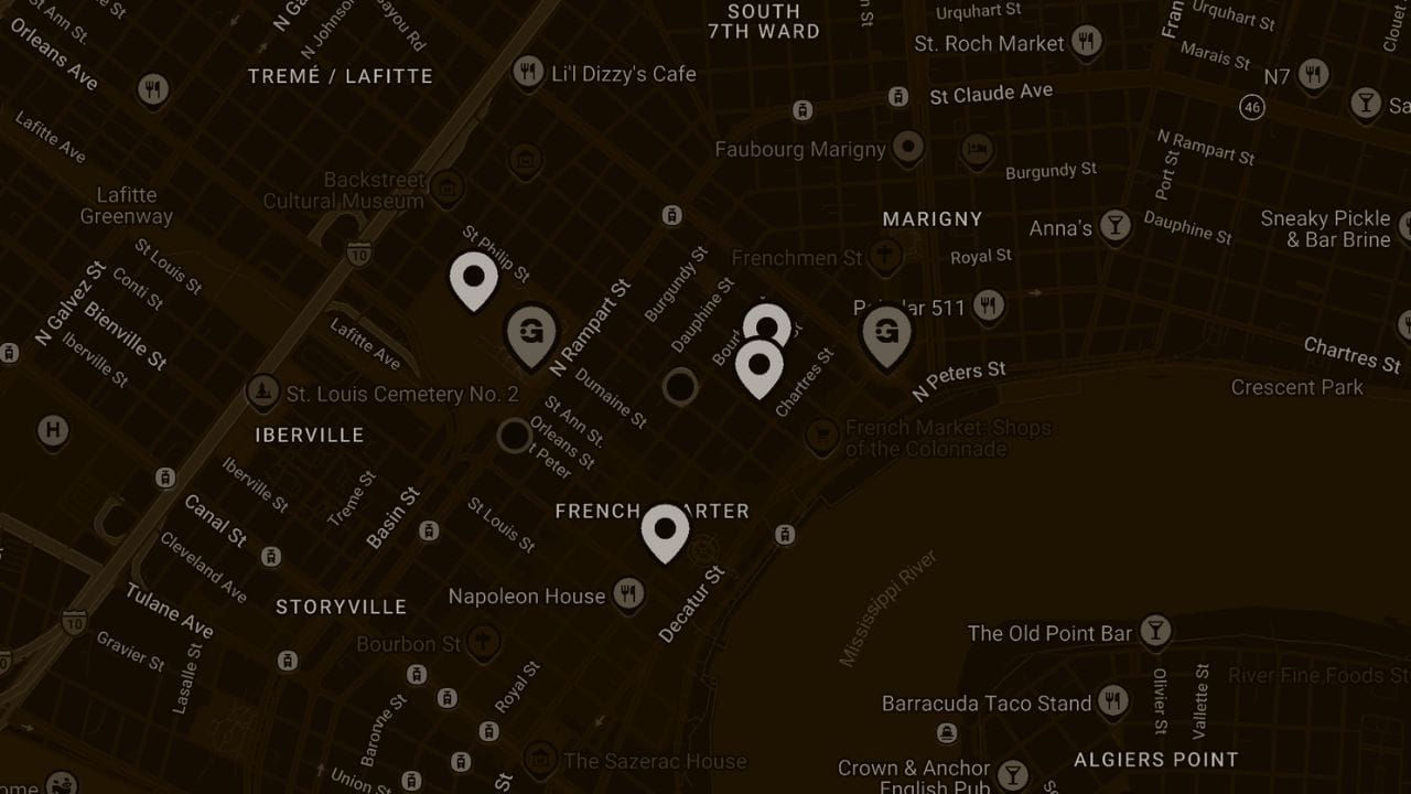 Ghost Voodoo and Vampire Tour New Orleans meeting points map